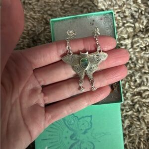 Silver Moth Pendant Necklace